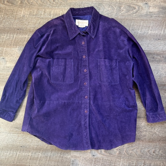 Margaret  Godfrey Jackets & Blazers - Margaret‎ Godfrey Leather Lightweight Jacket  Purple Plus Size 3X